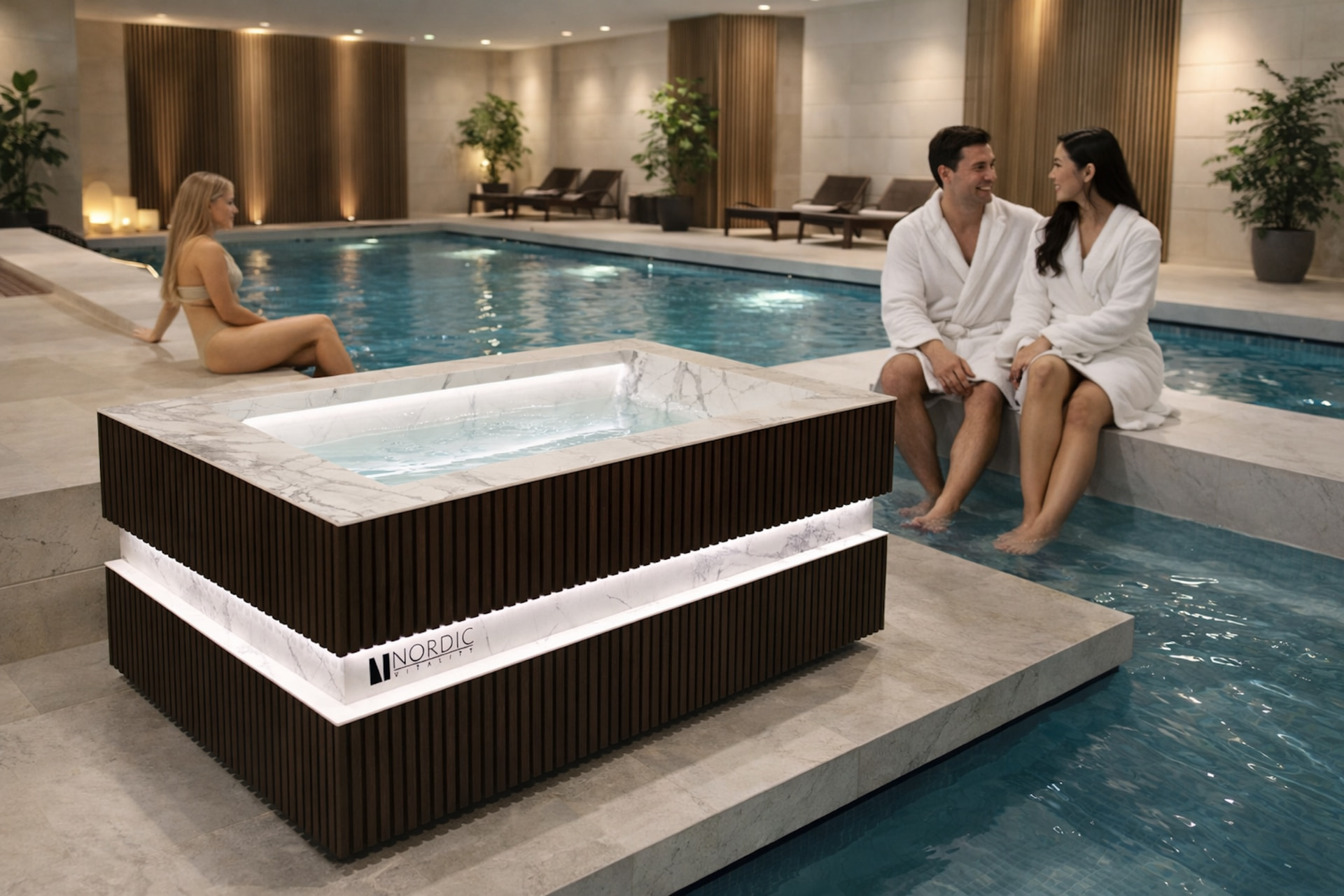 BJORN Thermo Ash and Invisible White hot and cold plunge in a private indoor wellness space